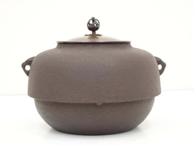  般若勘渓造　唐銅鬼面風炉（畠春斎釜添）（共箱）